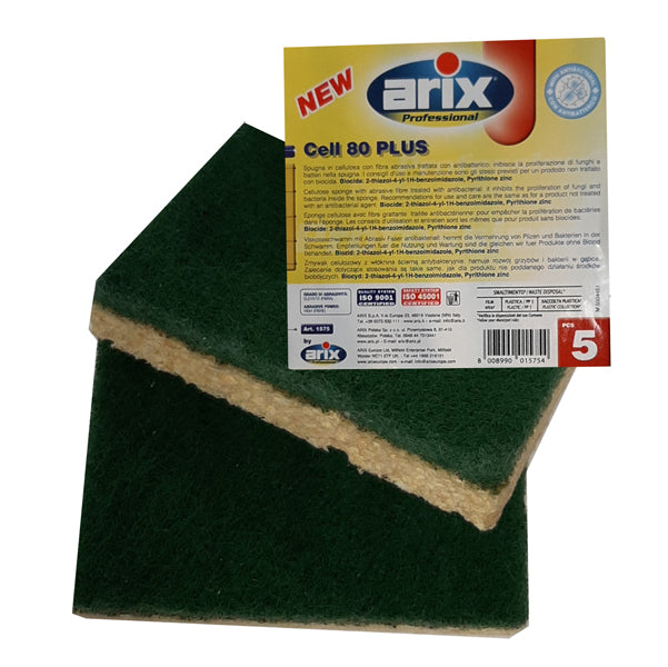 Arix - 1 1575 - Spugna Cell 80 Plus - abrasiva - antibatterica - Arix - conf. 5 pezzi