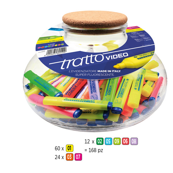 TRATTO - F801500 - Evidenziatore Tratto Video - colori assortiti - Tratto - boccia 168 pezzi