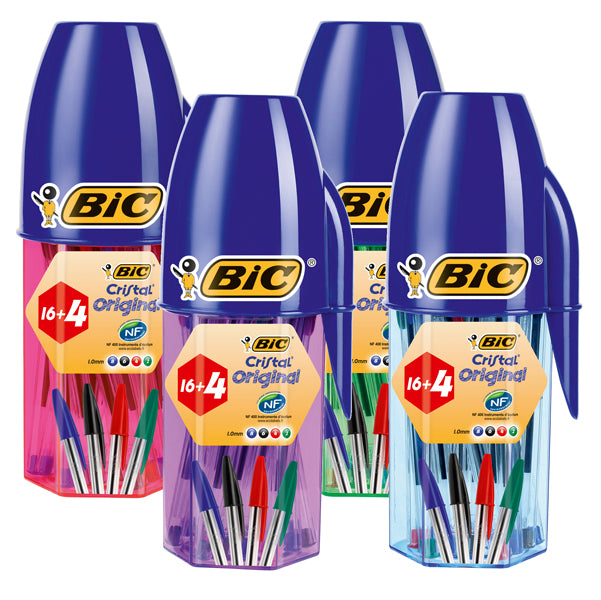 BIC - 929081 - Penna a sfera Cristal - punta 1.0mm - colori assortiti - BIC - barattolo 20 pezzi