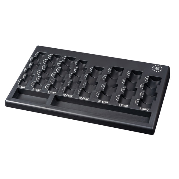 ITERNET - 3424 - Vassoio portamonete Euro - PP riciclata - 310 x 185 x 30 mm - nero - Iternet
