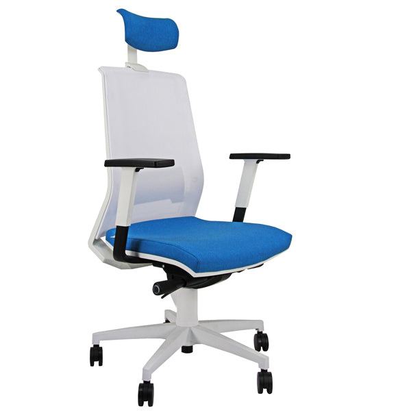 Unisit - LLBPG-BR-HBC - Poltrona semidirezionale Light LLBPG - con braccioli regolabili e poggiatesta - blu chiaro-bianco - Unisit
