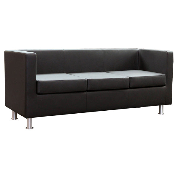 Unisit - PR3-KN - Divanetto Pragma PR3 - 3 posti - con braccioli inclusi - similpelle - nero - Unisit