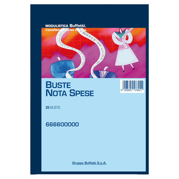 DATA UFFICIO - 666600000 - Blocco buste nota spese - staccabili - 23 x 16 cm - Data Ufficio - conf. 25 buste