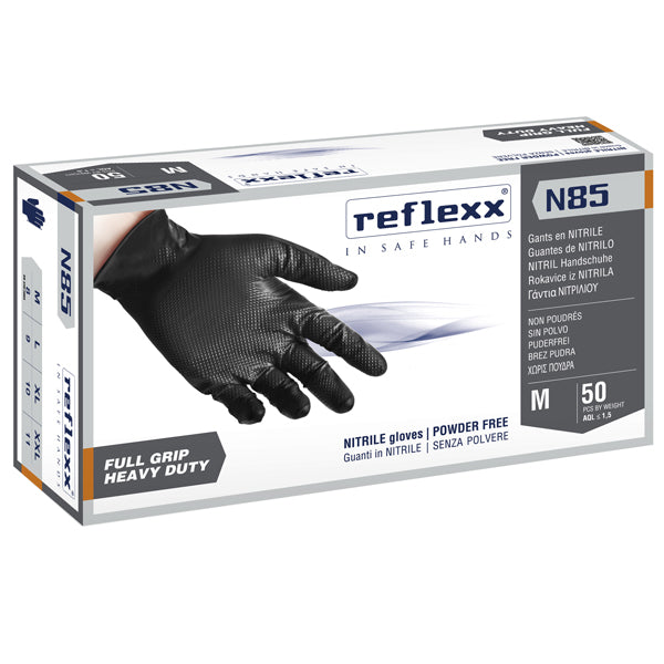 Reflexx - N85B-M(8) - Guanti in nitrile N85B - ultra resistenti - tg M - nero - Reflexx - conf. 50 pezzi