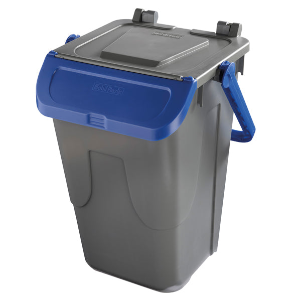 MobilPlastic - 11-35GRB-BLB - Contenitore portarifiuti Ecology - con sportello e maniglione - 35 L - grigio-blu - Mobil Plastic