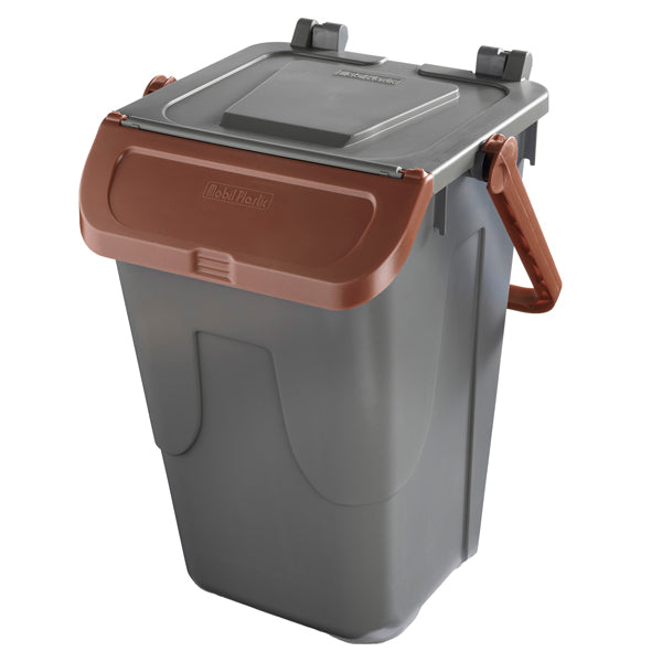 MobilPlastic - 11-35GRB-BRB - Contenitore portarifiuti Ecology - con sportello e maniglione - 35 L - grigio-bruno - Mobil Plastic