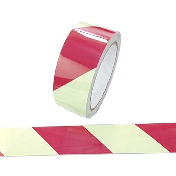 CARTELLI SEGNALATORI - L9421 - Nastro fotoluminescente adesivo - 4 cm x 10 m - giallo-strisce rosse