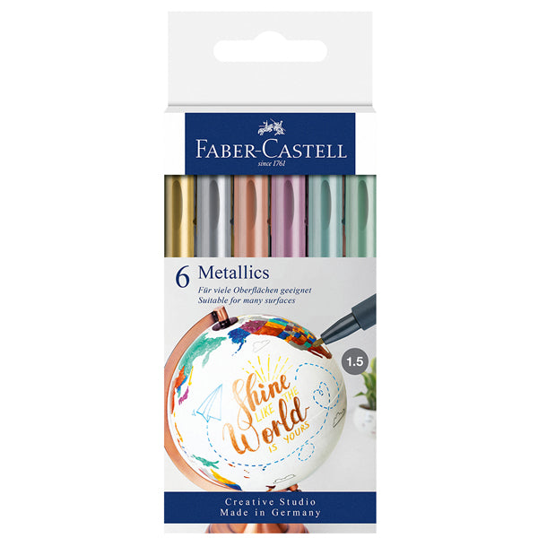 FABER-CASTELL - 160706 - Marcatori - colori assoriti metallics - Faber-Castell - conf. 6 pezzi