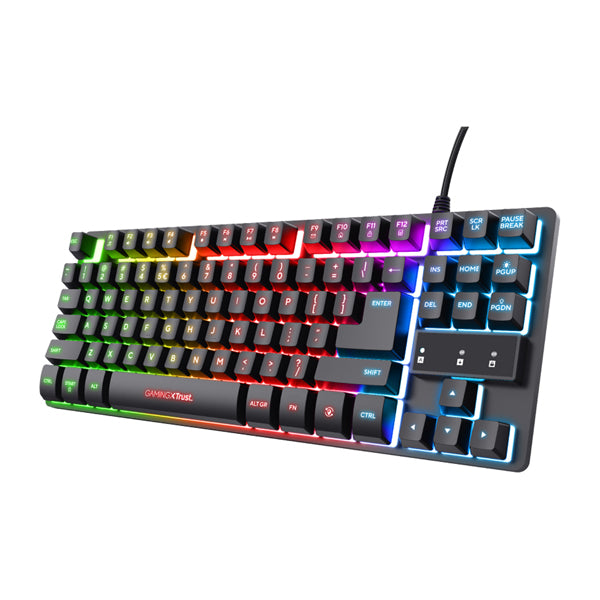 TRUST - 24066 - Tastiera gaming GX833 Thado - con illuminazione LED multicolore - metallo - nero -Trust