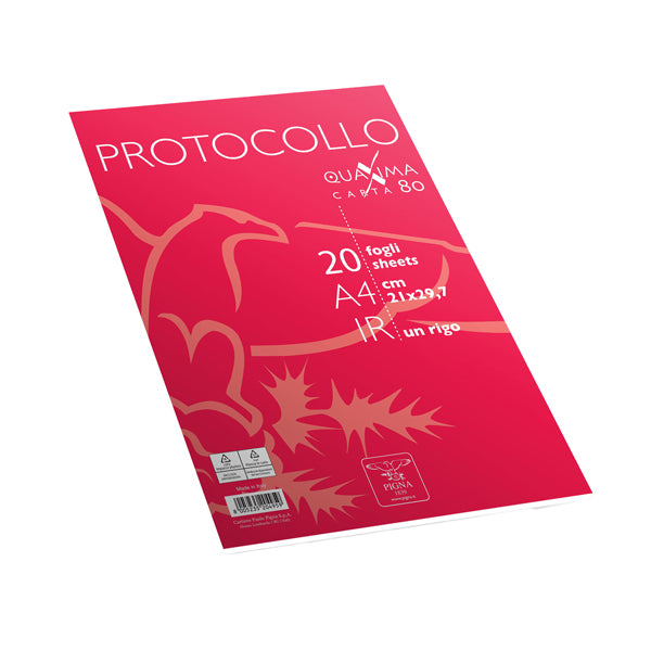 PIGNA - 02322641R - Fogli protocollo Quaxima - A4 - 1rigo - 80 gr - Pigna - conf. 20 pezzi