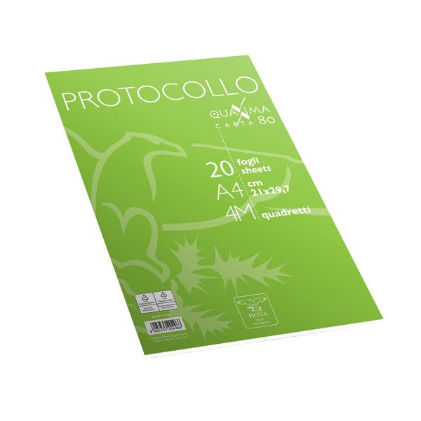 PIGNA - 02322644M - Fogli protocollo - A4 - 4 mm - 80 gr - Pigna - conf. 20 pezzi