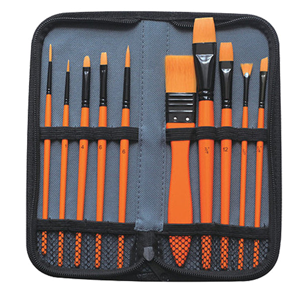 DOM - 12391 - Pennello in setola - per acrilico - DOM - astuccio 10 pennelli assortiti