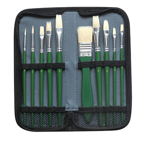 DOM - 12392 - Pennello in setola - per olio - DOM - astuccio 10 pennelli assortiti