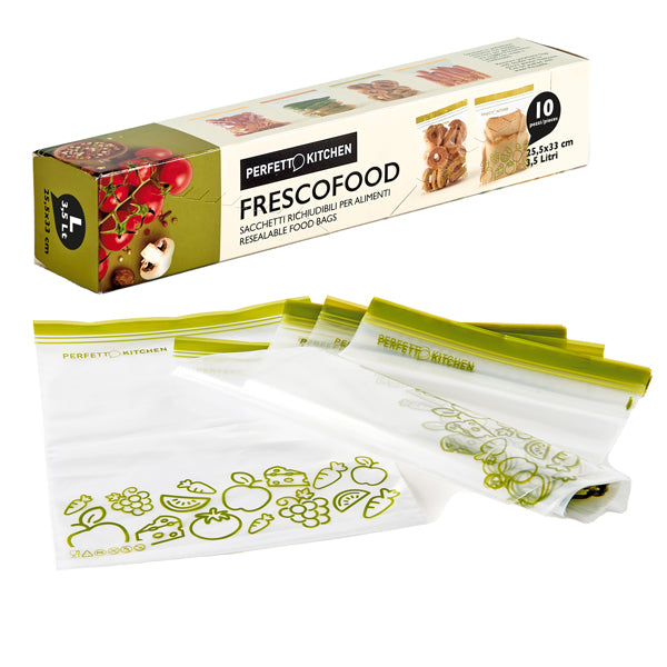 PERFETTO - 29163 - Buste per alimenti FrescoFood - large - 25,5 x 33 cm - Perfetto - conf. 10 pezzi