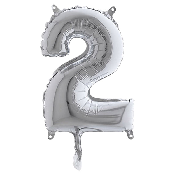 BIG PARTY - 42842 - Palloncino - numero 2 - H 36 cm - mylar - argento - Big party