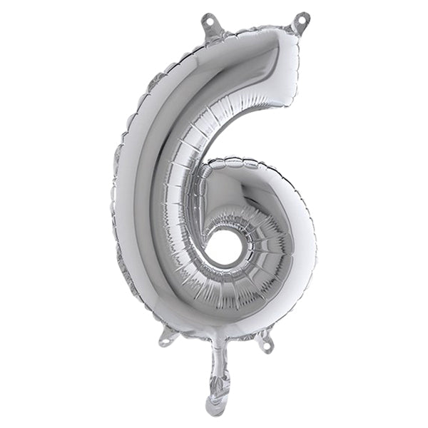 BIG PARTY - 42846 - Palloncino - numero 6 - H 36 cm - mylar - argento - Big party