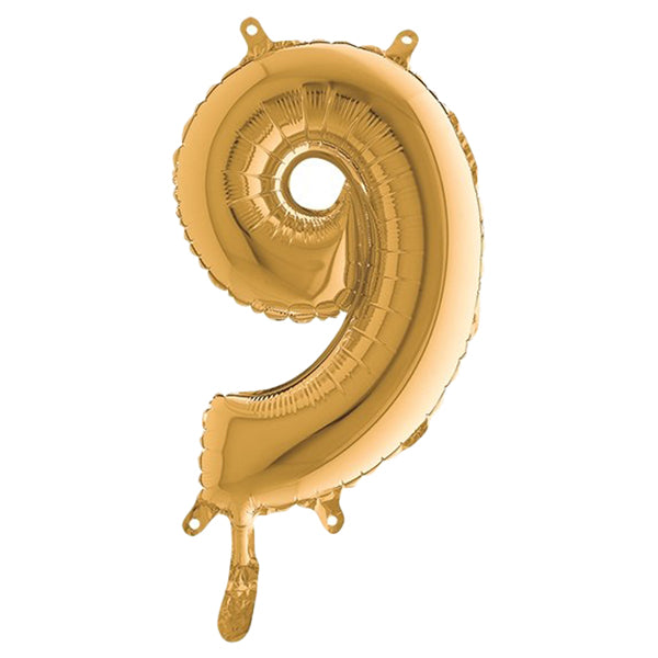 BIG PARTY - 42709 - Palloncino - numero 9 - H 36 cm - mylar - oro - Big party
