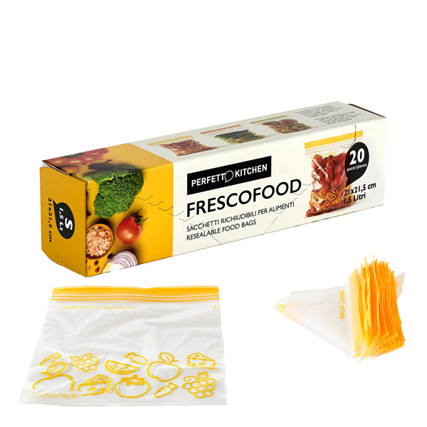 PERFETTO - 29161 - Buste per alimenti FrescoFood - small - 21 x 21,5 cm - Perfetto - conf. 20 pezzi - 99348 - Conf. da 1 Pz.