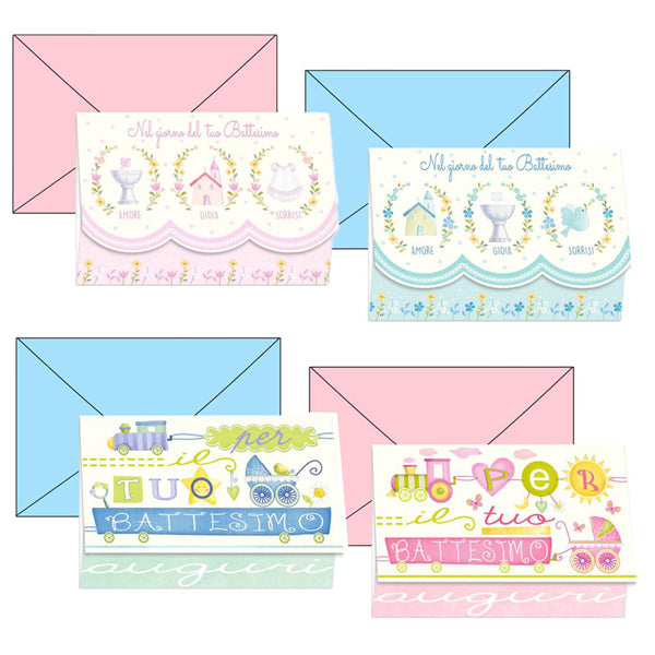 KARTOS - 17848510 - Biglietto auguri Battesimo - 4 soggetti assortiti - Kartos - 99606 - Conf. da 24 Pz.