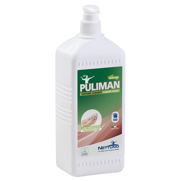 NETTUNO - 00878 - Sapone liquido Puliman Ecolabel - con dosatore - 1 L - Nettuno - 99667 - Conf. da 1 Pz.