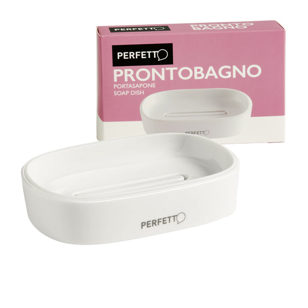 PERFETTO - 12515 - Portasapone Pronto Bagno - 12,5 x 8 x 2,5 cm - PPL - bianco - Perfetto - 99823 - Conf. da 1 Pz.