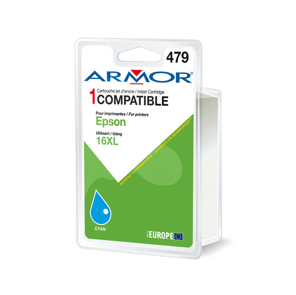 K20495OW - Armor - Cartuccia ink Compatibile per Epson - Ciano - T163240 (XL) - 8,5 ml<br\> Altre Informazioni: <br\>Cartuccia ciano per Epson Workforce WF2010W 2520NF - ARMOR Conf. da 1 Pz.