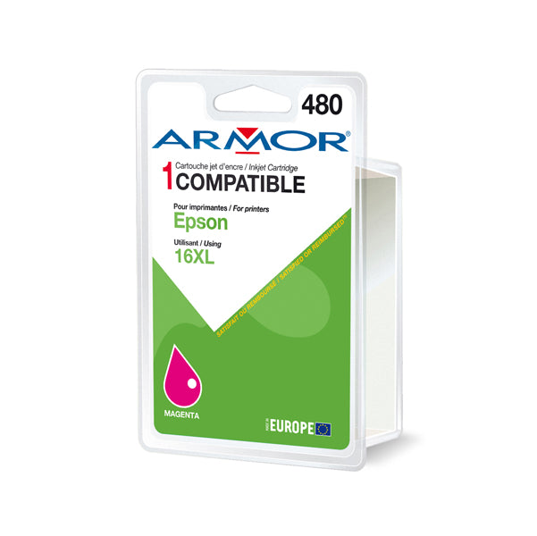 K20496OW - Armor - Cartuccia ink Compatibile per Epson - Magenta - T163340 (XL) - 8,5 ml<br\> Altre Informazioni: <br\>Cartuccia magenta per Epson Workforce WF2010W 2520NF - ARMOR Conf. da 1 Pz.