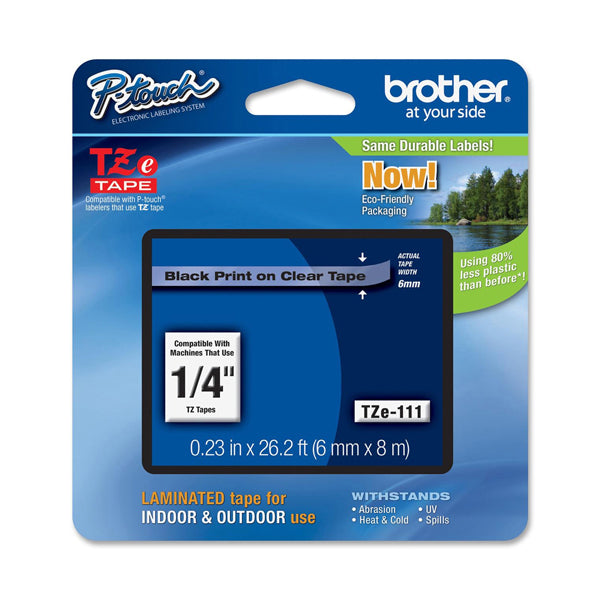 BROTHER - TZE111 - Brother - Nastro - Nero-Trasparente - TZE111 - 6mm x 8mt