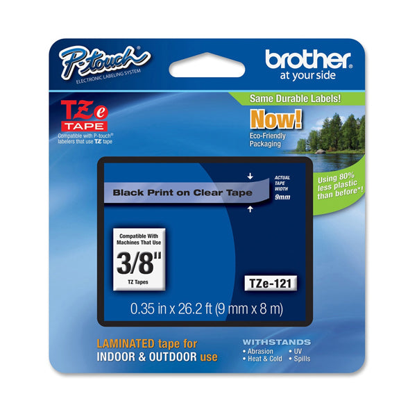 BROTHER - TZE-121 - Brother - Nastro - Nero-Trasparente - TZ121 - 9mm x 8mt