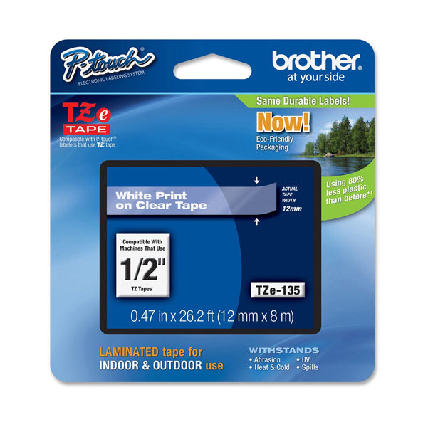 BROTHER - TZ-E135 - Brother - Nastro - Bianco-Trasparente - TZE135 12mm x 8mt