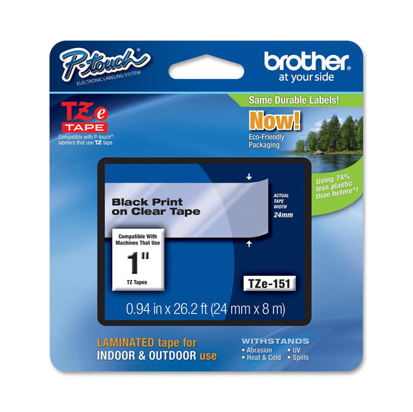BROTHER - TZ-e151 - Brother - Nastro - Nero-Trasparente -TZE151 - 24mm x 8mt
