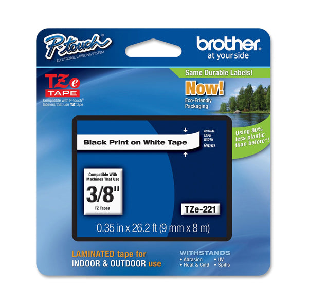 BROTHER - TZE-221 - Brother - Nastro - Nero-Bianco -TZE221 - 9mm x 8mt