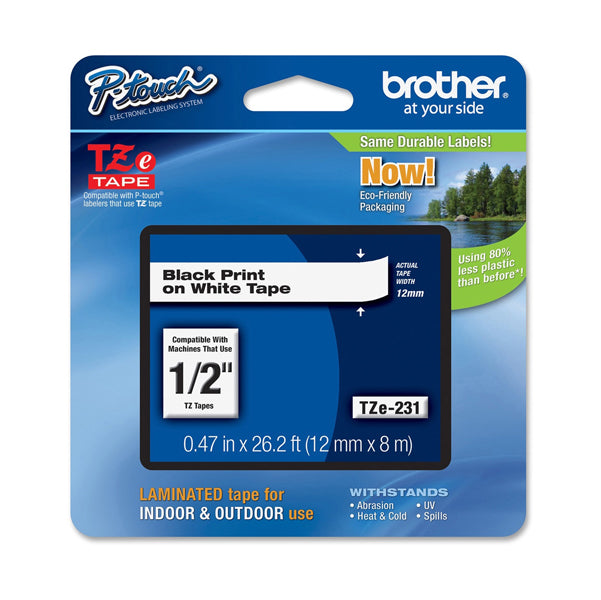 BROTHER - TZE-231 - Brother - Nastro - Nero-Bianco - TZE231 - 12mm x 8mt