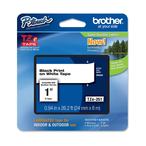 BROTHER - TZ-e251 - Brother - Nastro - Nero-Bianco - TZE251 - 24mm x 8mt