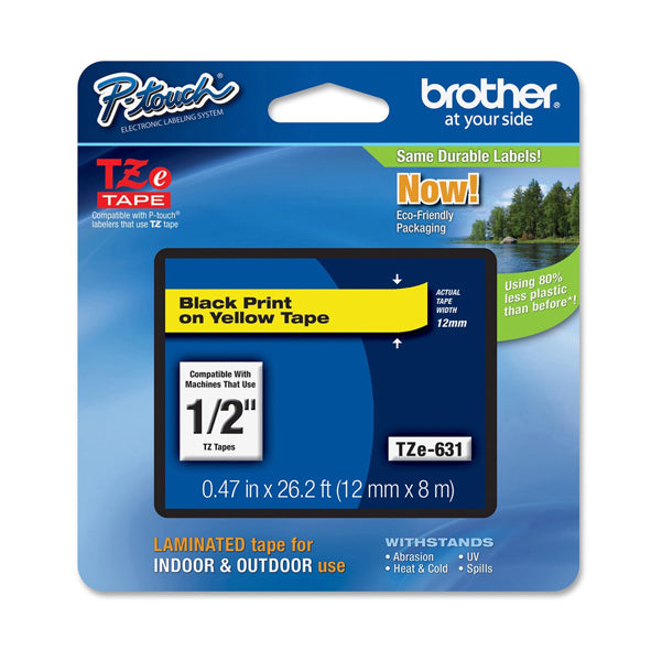 BROTHER - TZE-631 - Brother - Nastro - Nero-Giallo - TZE631 - 12mm x 8mt
