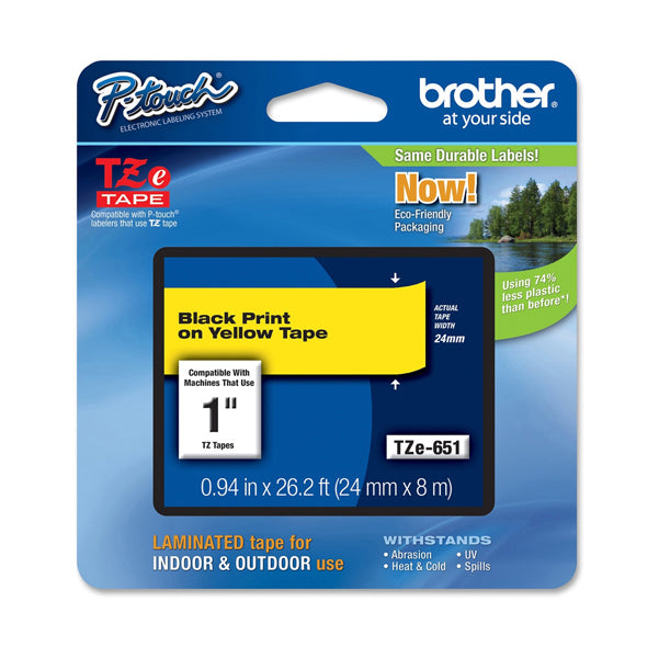 BROTHER - TZE-651 - Brother - Nastro - Nero-Giallo - TZE651 - 24mm x 8mt