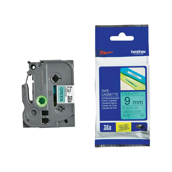 BROTHER - TZe721 - Brother - Nastro - Nero-Verde - TZE721 - 9mm x 8mt