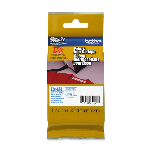 BROTHER - TZE-FA3 - Brother - Nastro in tessuto stirabile - Blu-Bianco - TZEFA3 - 12mm x 3mt