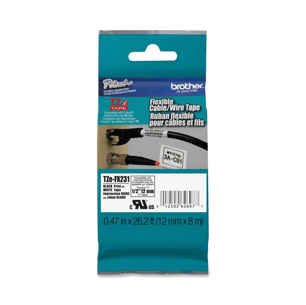 BROTHER - TZeFX231 - Brother - Nastro laminato flessibile - Nero-Bianco - TZEFX231 - 12mm x 8mt
