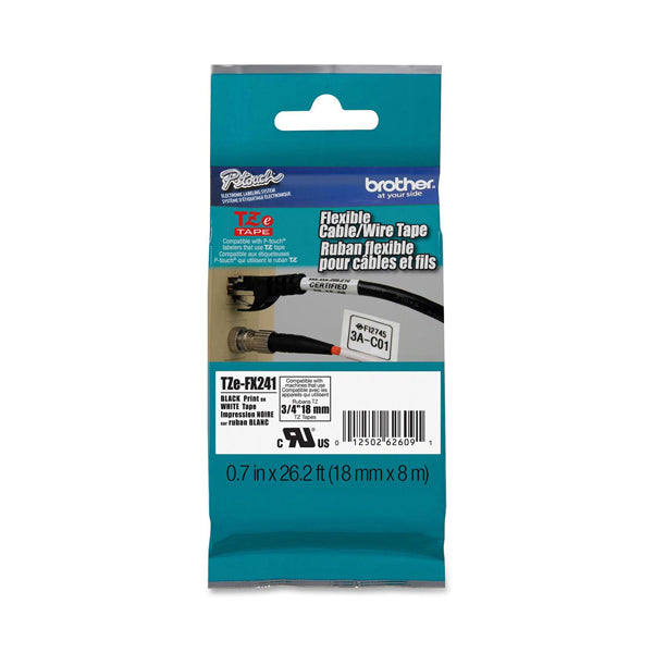 BROTHER - TZeFX241 - Brother - Nastro laminato flessibile - Nero-Bianco - TZEFX241 - 18mm x 8mt