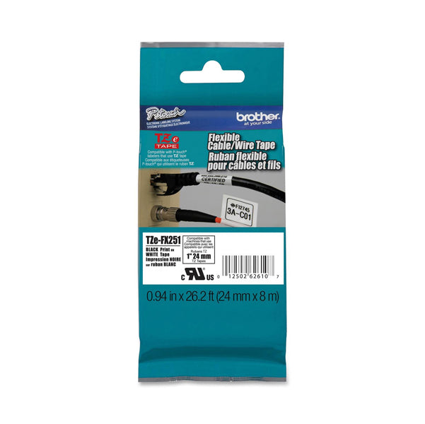 BROTHER - TZeFX251 - Brother - Nastro laminato flessibile - Nero-Bianco - TZEFX251 - 24mm x 8mt