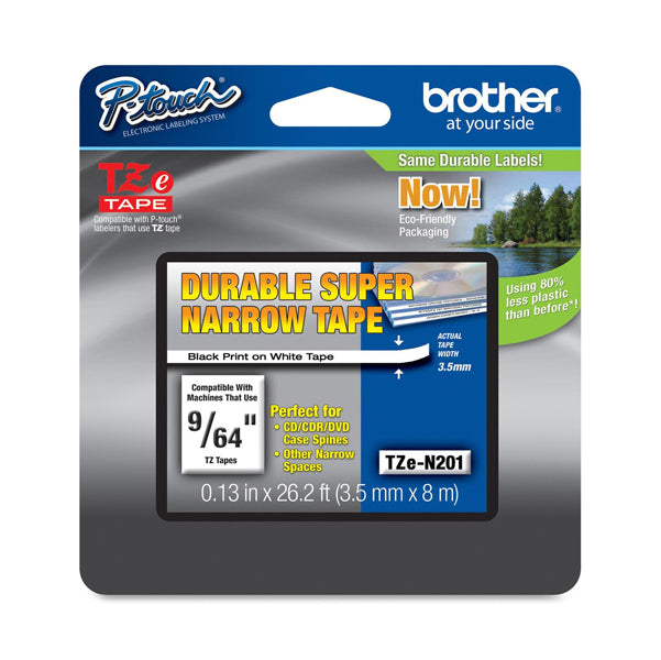 BROTHER - TZeN201 - Brother - Nastro non laminato - Nero-Bianco - TZEN201 - 3,5mm x 8mt