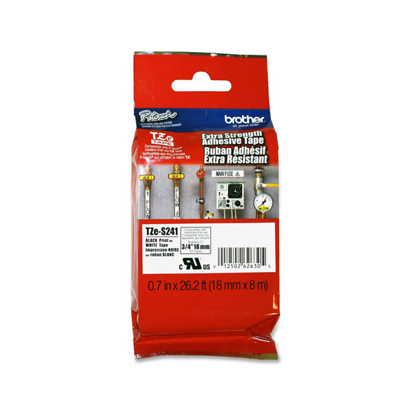BROTHER - TZeS241 - Brother - Nastro con adesivo resistente - Nero-Bianco - TZES241 - 18mm x 8mt