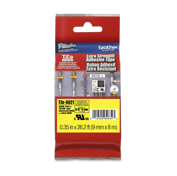 BROTHER - TZeS621 - Brother - Nastro con adesivo resistente - Nero-Giallo - TZES621 - 9mm x 8mt