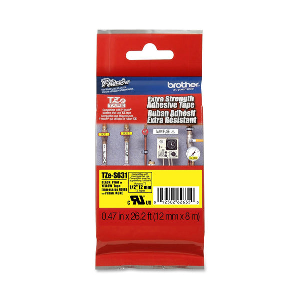 BROTHER - TZeS631 - Brother - Nastro con adesivo resistente - Nero-Giallo - TZES631 - 12mm x 8mt