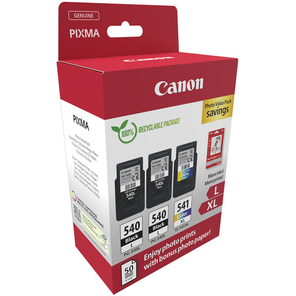 CANON - 5224B015 - Canon - Cartuccia Ink PG-540Lx2-CL-541XL - con Confezione Fogli - 5224B015 - CAN5224B015 - Conf. da 1 Pz.