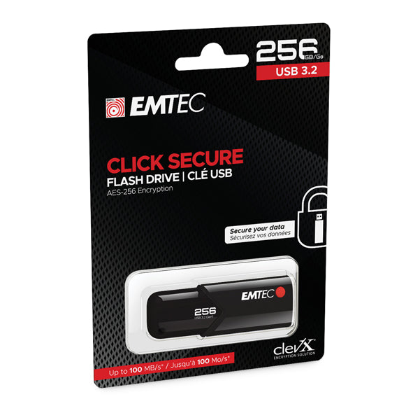 EMTEC - ECMMD256GB123 - Emtec - Memoria USB B120 ClickSecure - ECMMD256GB123 - 256 GB - EMTD256GB123 - Conf. da 1 Pz.