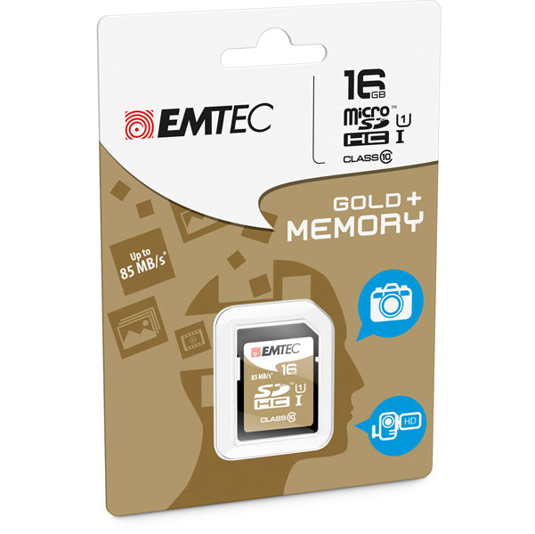 EMTEC - ECMSD16GHC10GP - Emtec - SDHC Class 10 Gold + - ECMSD16GHC10GP - 16GB