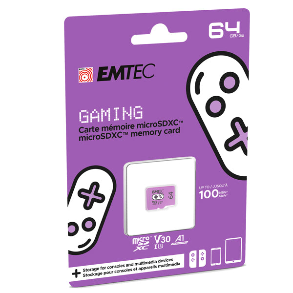 EMTEC - EMTSDM64GXCU3G - Emtec - mSD Gaming UHS-I U3 V30 A1 - Viola - 64GB - EMTSDM64GXCU3G