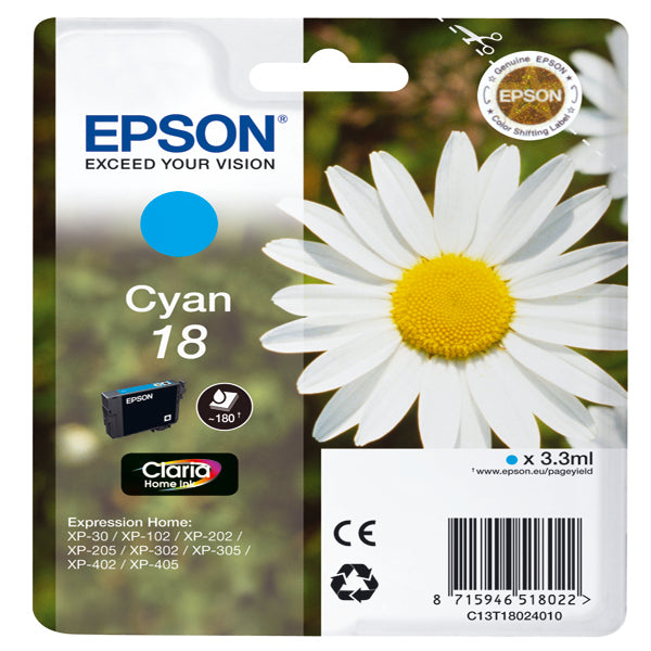 EPSON - C13T18024012 - Epson - Cartuccia ink - 18 - Ciano - C13T18024012 - 3,3ml
